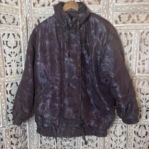 Vintage Izzi Ski Puffer Jacket w/a Purple & Gray Iridescent Design Adult Small